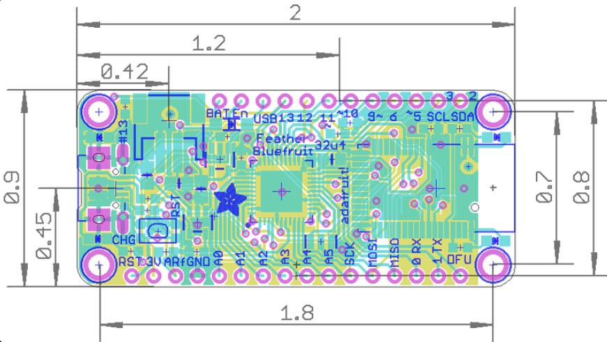 Adafruit Feather 32u4 Bluefruit LE Development Board Adafruit Feather 32u4 Bluefruit LE Development Board
