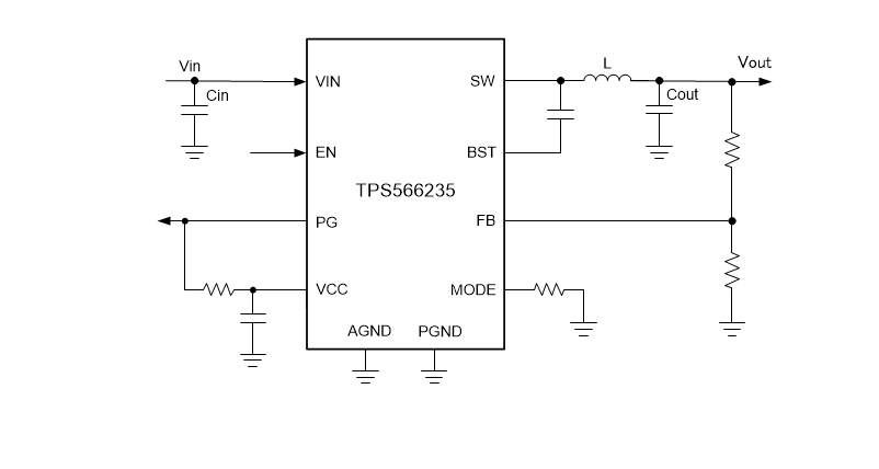 Application Circuit Diagram - Texas Instruments TPS566235 Step-Down Voltage Regulators