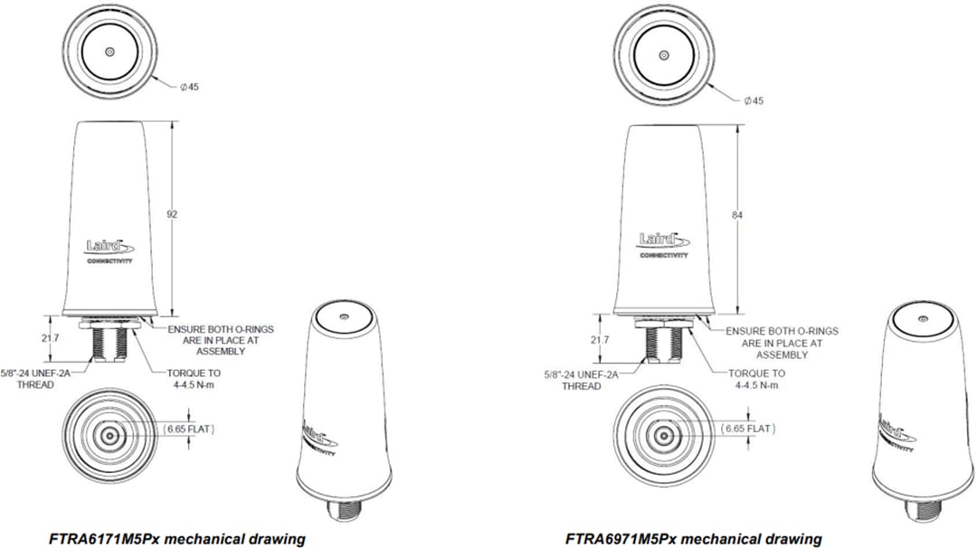 Mechanical Drawing - Laird Connectivity 5G Phantom Low-Profile On-Ground Plane Antennas Mechanical Drawing - Laird Connectivity 5G Phantom Low-Profile On-Ground Plane Antennas