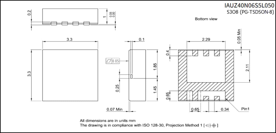 Mechanical Drawing - Infineon Technologies IAUZ4xN06S5 60V Automotive OptiMOS™-5 MOSFETs Mechanical Drawing - Infineon Technologies IAUZ4xN06S5 60V Automotive OptiMOS™-5 MOSFETs