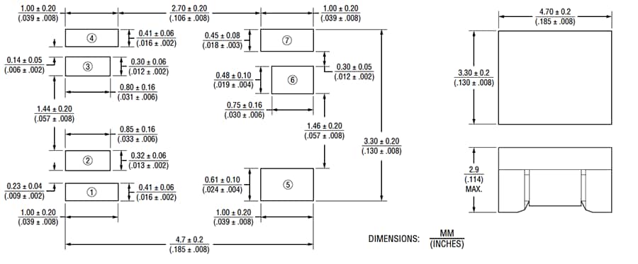 Mechanical Drawing - Bourns SM453230-x1N7YP GbE Chip LAN Transformers Mechanical Drawing - Bourns SM453230-x1N7YP GbE Chip LAN Transformers