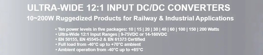 Infographic - TRACO Power Railway & Harsh Industrial 12:1 DC/DC Converters