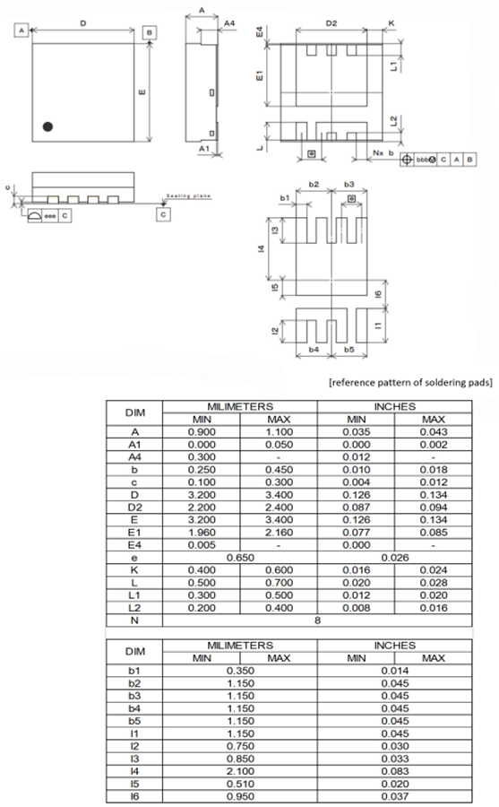 Mechanical Drawing - ROHM Semiconductor RH7L03 60V N-Channel Power MOSFET
