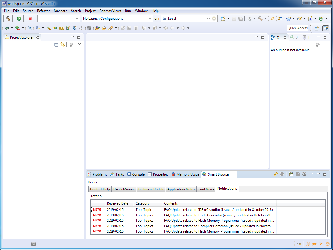 The e&sup2; studio workspace page is where the project&rsquo;s application activity begins.