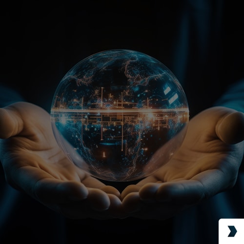 A person is holding a globe in their hands.